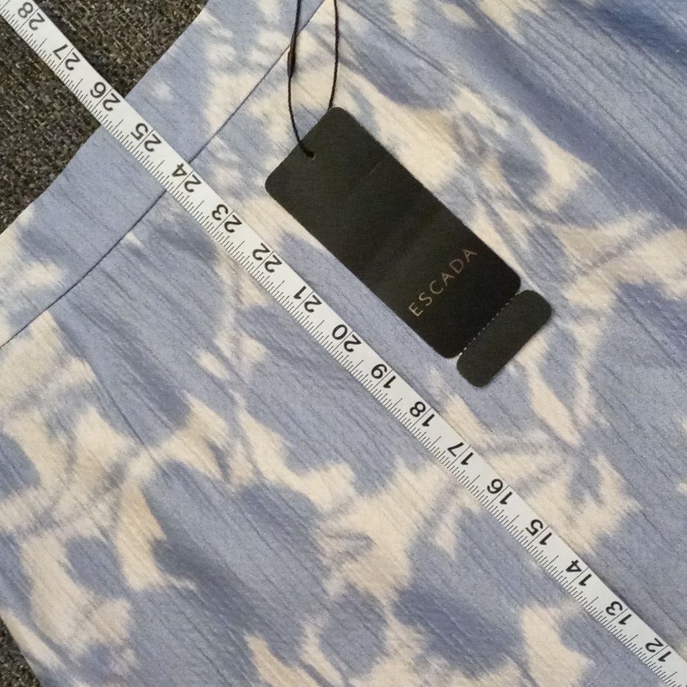 🆕️ 💙Escada💙 - "Ravu" Blue/Cream Floral Silk/Cotton Pencil Skirt - Picture 12 of 13